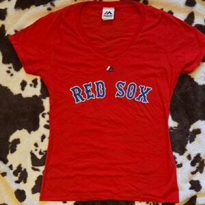 Majestic Red Fitted Short Sleeve T-Shirt
